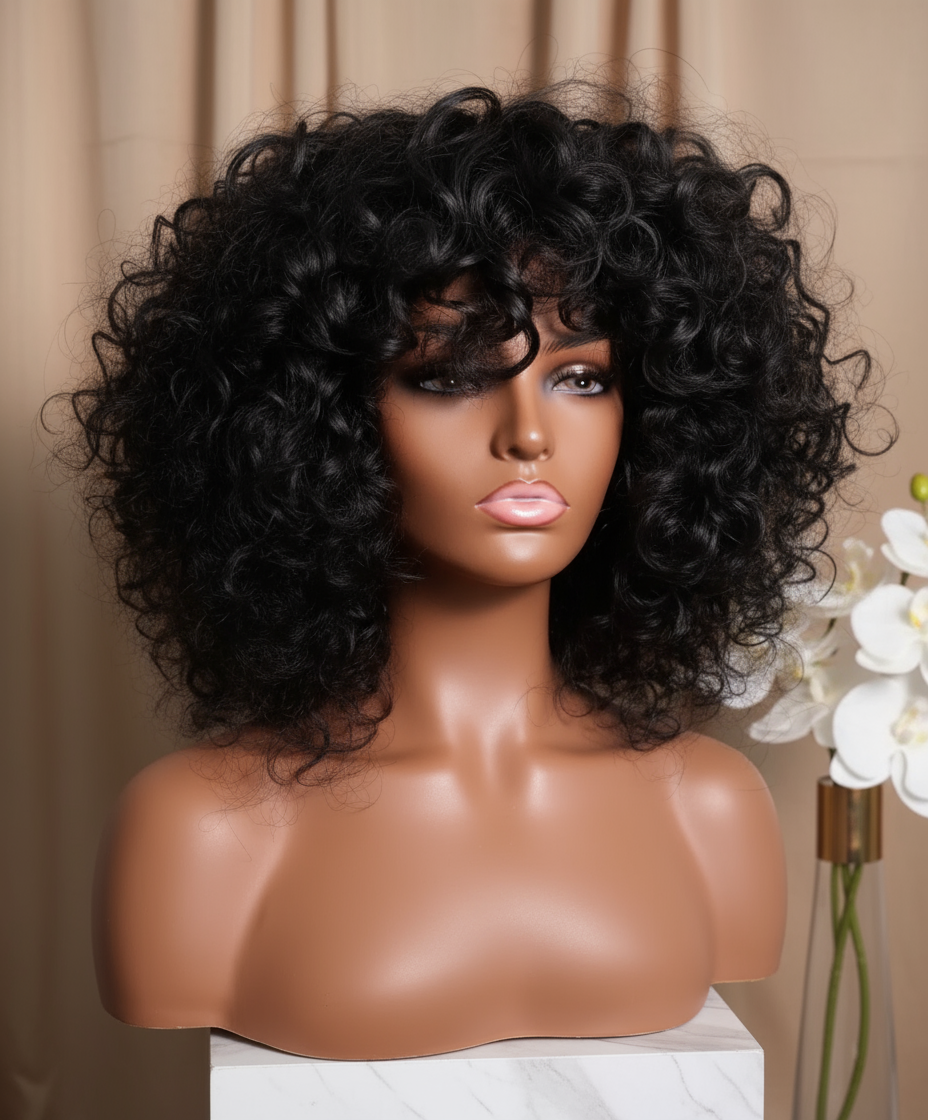 FINGER CURLS on caramel mannequin with makeup